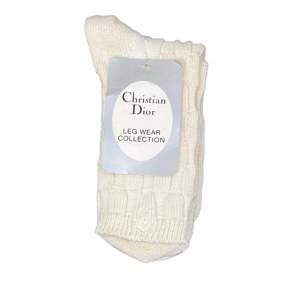 Christian Dior Vintage Ivory Waffle Knit Socks - Picture 3 of 7
